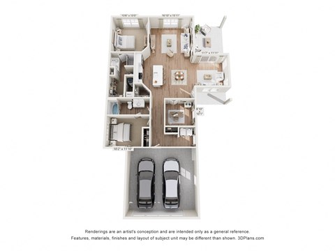 Floor plan for 2 beds, 2 baths, 1567 sqft